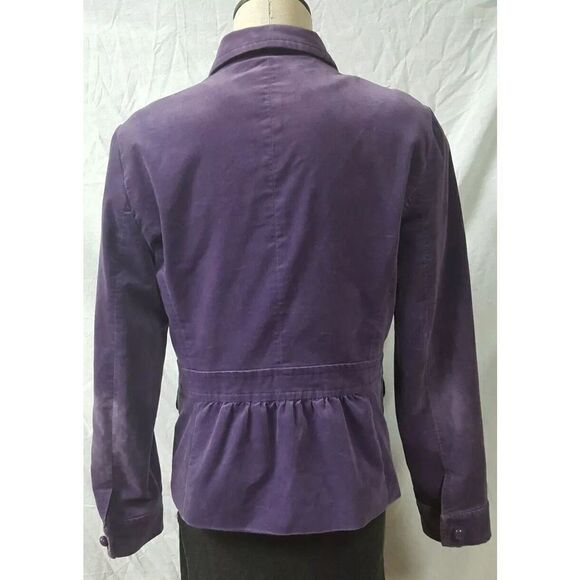 Talbots Purple Velour  Blazer Size 12 Asymmetrical Front Buttons  Lined Pockets - Picture 6 of 8